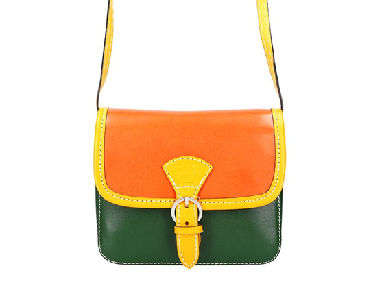 Torebka damska skórzana KEMER 112 pomarańczowy + granat