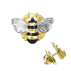 MINET Pozłacana srebrna broszka PSZCZOŁA