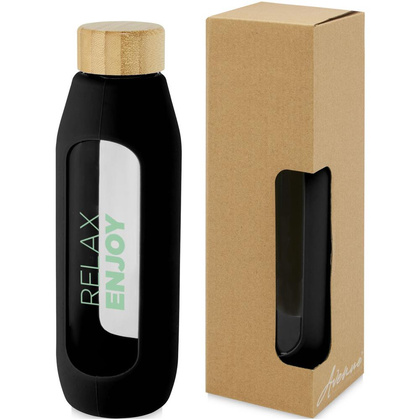 Tidan Butelka z borokrzemianowego szkła o pojemności 600 ml z silikonowym uchwytem
