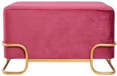 Puf burgundowy podłużny welurowy na metalowych nogach