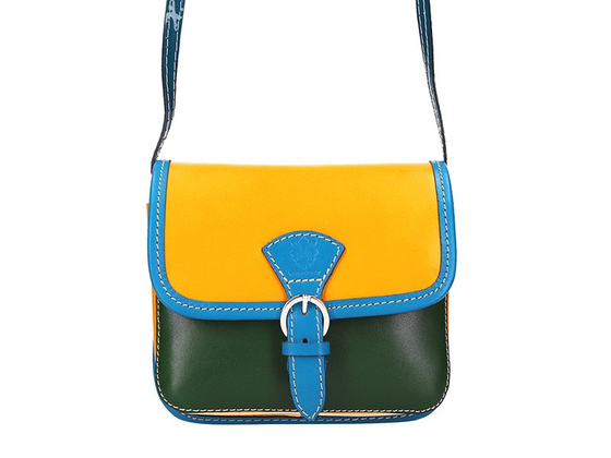 Torebka damska skórzana KEMER 112 pomarańczowy + granat