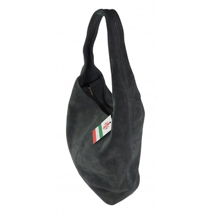 Zamszowy worek , Włoska skórzana torba xl a4  szary shopper bag W356G