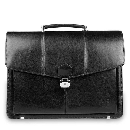 Skórzana teczka męska na laptopa ramię czarna - Pavone Nero Bolzano 2256 BL