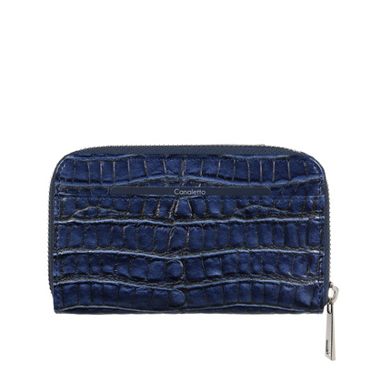 Damski portfel skórzany Canaletto – granatowy croco z RFID | Elegancja i bezpieczeństwo PD1445s285 RFID