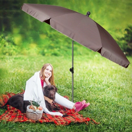 Parasol plażowy ogrodowy łamany regulowany brązowy 176 cm