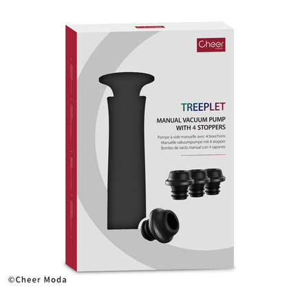 Pompka próżniowa z 4 korkami Treeplet czarna