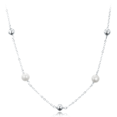 MINET Srebrny naszyjnik z kulkami i naturalnymi perłami