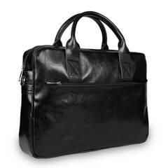 Skórzana torba męska na ramię laptopa 15,6" czarna - Pavone Nero Siena 2379 BL