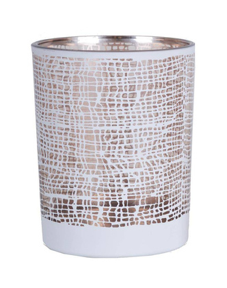 Świecznik szklany diamentowy biały duży