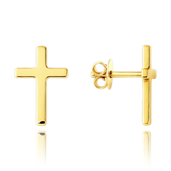 MINET Eleganckie złote kolczyki krzyże Au 585/1000 1,05g