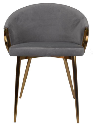 Krzesło welurowe szare ze złotymi metalowymi nogami