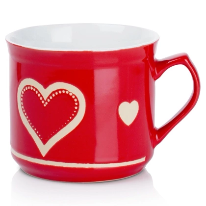 Kubek ceramiczny z uchem / garnuszek do podgrzewania serce 650 ml