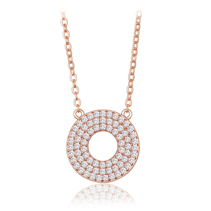 MINET Luksusowy rose gold srebrny naszyjnik srebrny krąg z białymi cyrkoniami