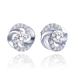 MINET Luksusowe kolczyki srebrne z białymi cyrkoniami