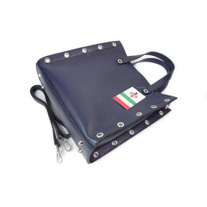 Skórzana torba do ręki ,kółka dżety,  Vera Pelle  Granatowa  SB369BS KEMER