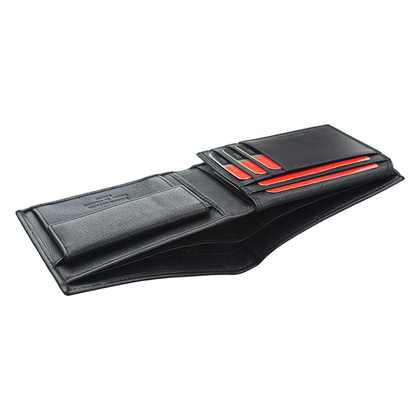 Portfel męski skórzany PIERRE CARDIN TILAK38 8806 RFID Czarno Czerwony
