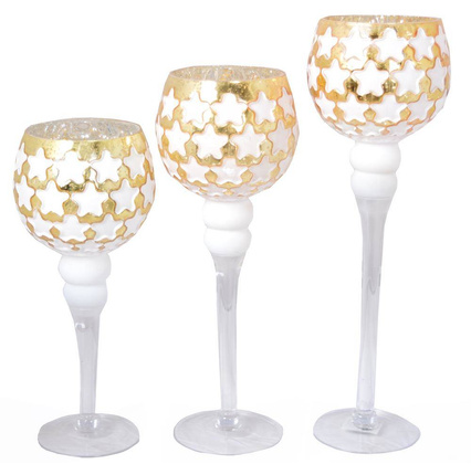 Kpl.3 kielichów biało-złotych w gwiazdki