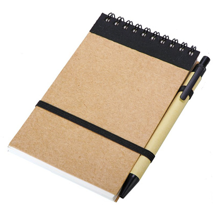 Notes eco z długopisem, Czarny / Beżowy, 5 szt