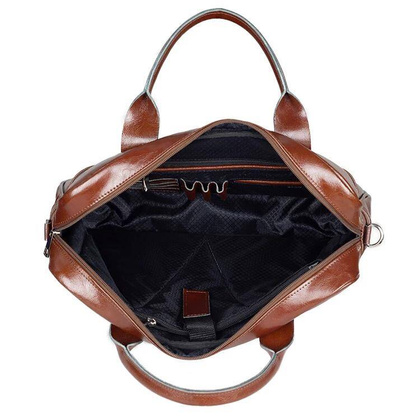 Skórzana torba męska na ramię laptopa 15,6" brązowa - Pavone Nero Monza 2300 BR