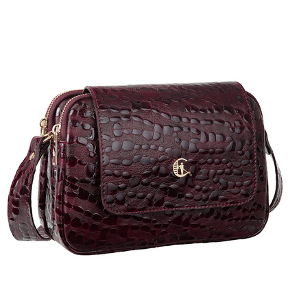 Damska torebka skórzana Canaletto z klapką i ozdobnym frędzlem TD705s337