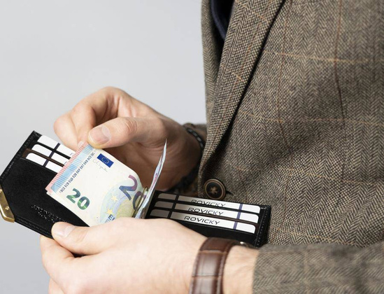 Skórzana banknotówka męska Rovicky Czarna
