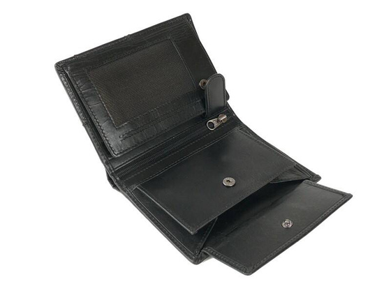 BH-777 NORFOLK Portfel męski skórzany Czarny