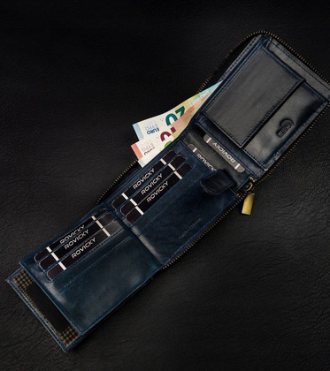 Duży, skórzany portfel męski na suwak