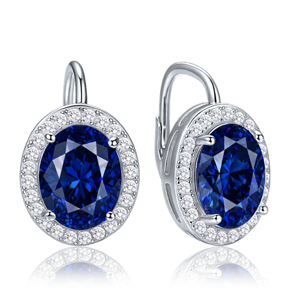 MINET Eleganckie srebrne kolczyki z granatowymi i białymi cyrkoniami
