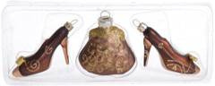 Kpl. 3 bombek szklanych buty i torebka