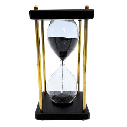 Klepsydra Mosiężno-Drewniana 5 minut – Czarny Piasek – Elegancka Dekoracja Retro - STRS153/6