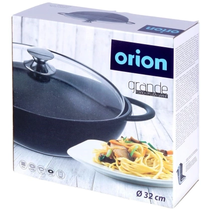 Patelnia granitowa wok 32 cm z pokrywką GRANDE