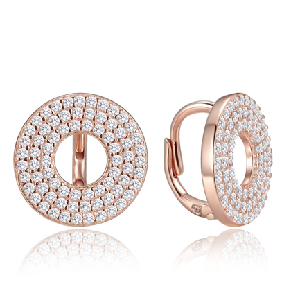 MINET Luksusowe rose gold kolczyki srebrne z białymi cyrkoniami