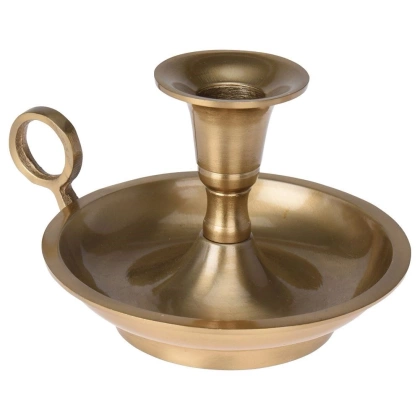 Świecznik aluminiowy z uchwytem podstawka pod świecę świeczkę złoty retro