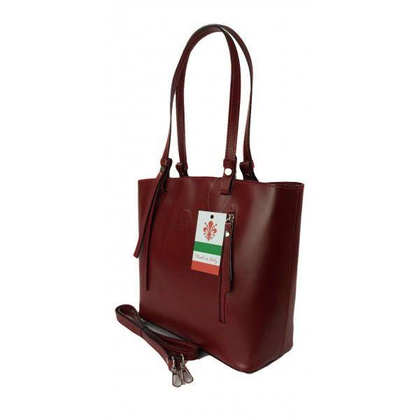 Torebka na ramię Vera Pelle ,Włoski skórzany kuferek format A4, Czerwona  KM446R