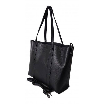 Pojemna włoska torba Shopper bag ,skórzana na ramię mieści A4 ,Vera Pelle , Czarna  SB755N