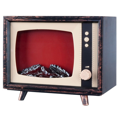 Kominek elektryczny LED ze ściemniaczem telewizor retro 22x13x18 cm