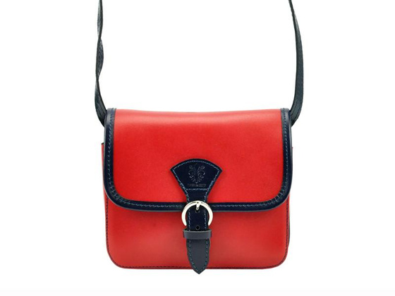 Torebka damska skórzana KEMER 112 pomarańczowy + granat