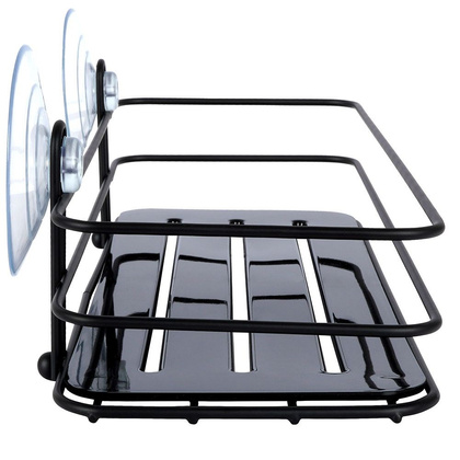 Półka łazienkowa pod prysznic na przyssawki prostokątna czarna