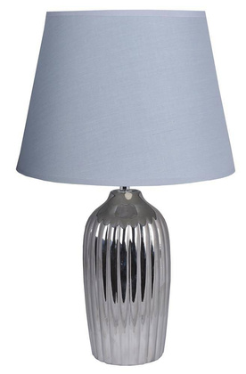 Lampa ceramiczna srebrna z jasno szarym abażurem