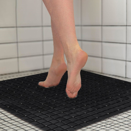 Mata podkładka antypoślizgowa do łazienki wanny pod prysznic czarna 55x55 cm