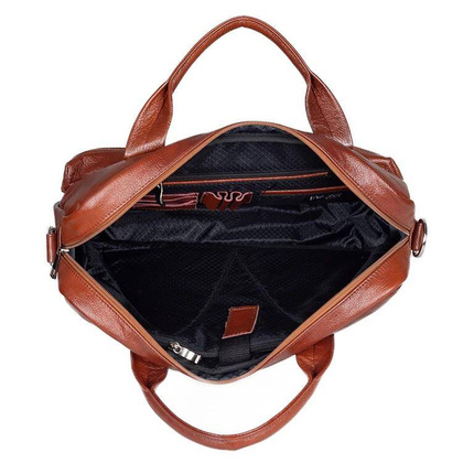 Skórzana torba męska na ramię laptopa 15,6" brązowa - Pavone Nero Bergamo 2423 BR