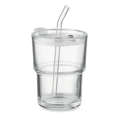 Szklany kubek ze słomką 400ml