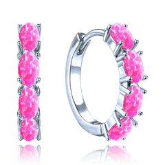 MINET Srebrne kolczyki z różowym opalem