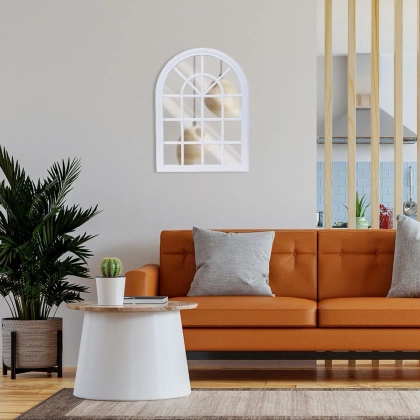 Lustro okno w białej ramie ozdobne vintage retro białe 60x45x2,5 cm