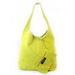 ŻÓŁTY ZAMSZOWY WOREK SHOPPER BAG WŁOSKA SKÓRZANA TORBA XL A4   W456GL KEMER