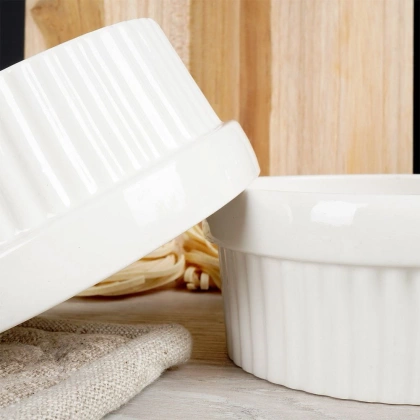 Miseczka kokilka do zapiekania żaroodporna ceramiczna biała zestaw 2 szt. 250 ml