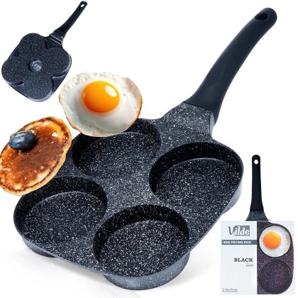 Patelnia do jajek granitowa 4 otwory BLACK LINE 19 cm