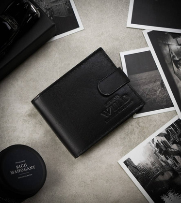 Portfel męski ze skóry bydlęcej z zabezpieczeniem rfid protect