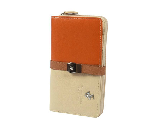 BH-351 ILLINOIS Portfel damski skórzany Pomarańczowo Beżowy