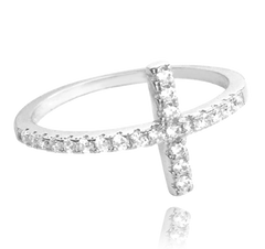 MINET Pierścien srebrny z białymi cyrkoniami rozmiar 10